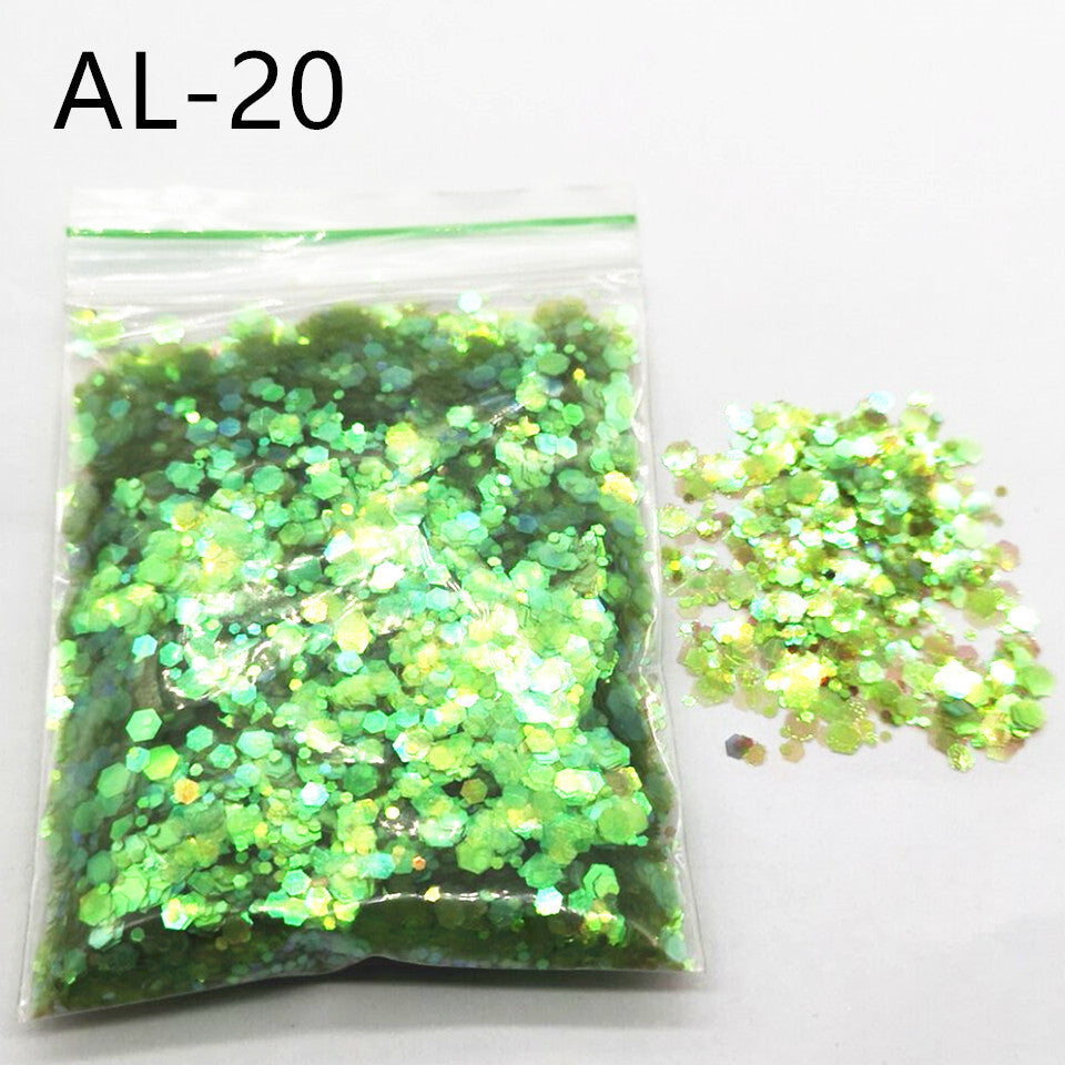 Glittery Sequin Nail Powder for Nail Art and Decoration-AL Colorful Light Green-Theone Apparel