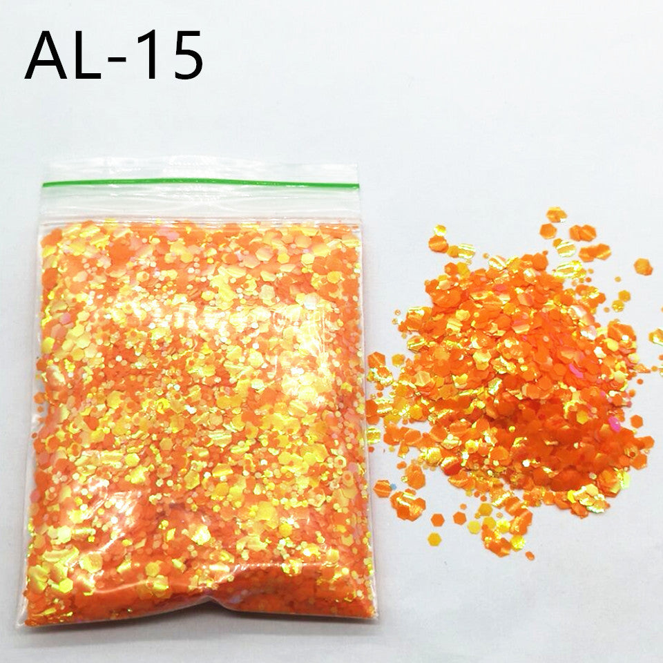 Glittery Sequin Nail Powder for Nail Art and Decoration-AL Orange-Theone Apparel