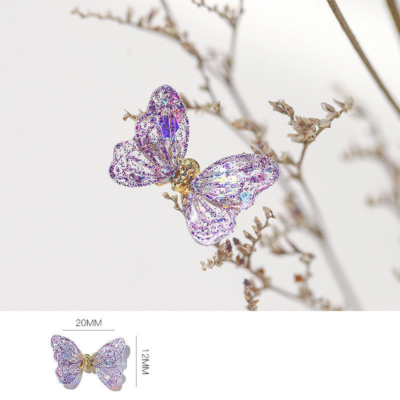 Glittery Transparent Butterfly Nail Charm in Multiple Colors-Design A-Theone Apparel
