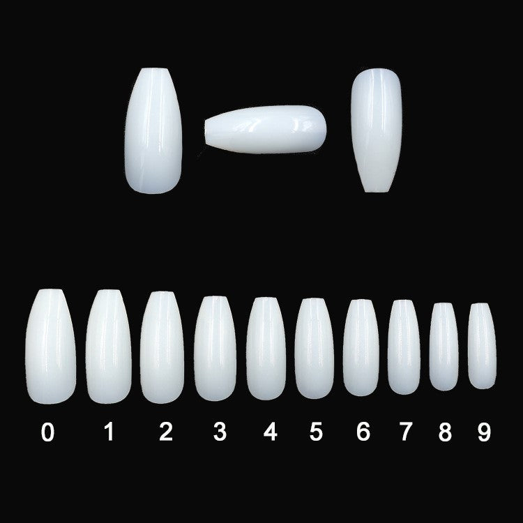 Glossy Metallic Coffin Shaped Complete Nail Set (500pcs)-white-Theone Apparel