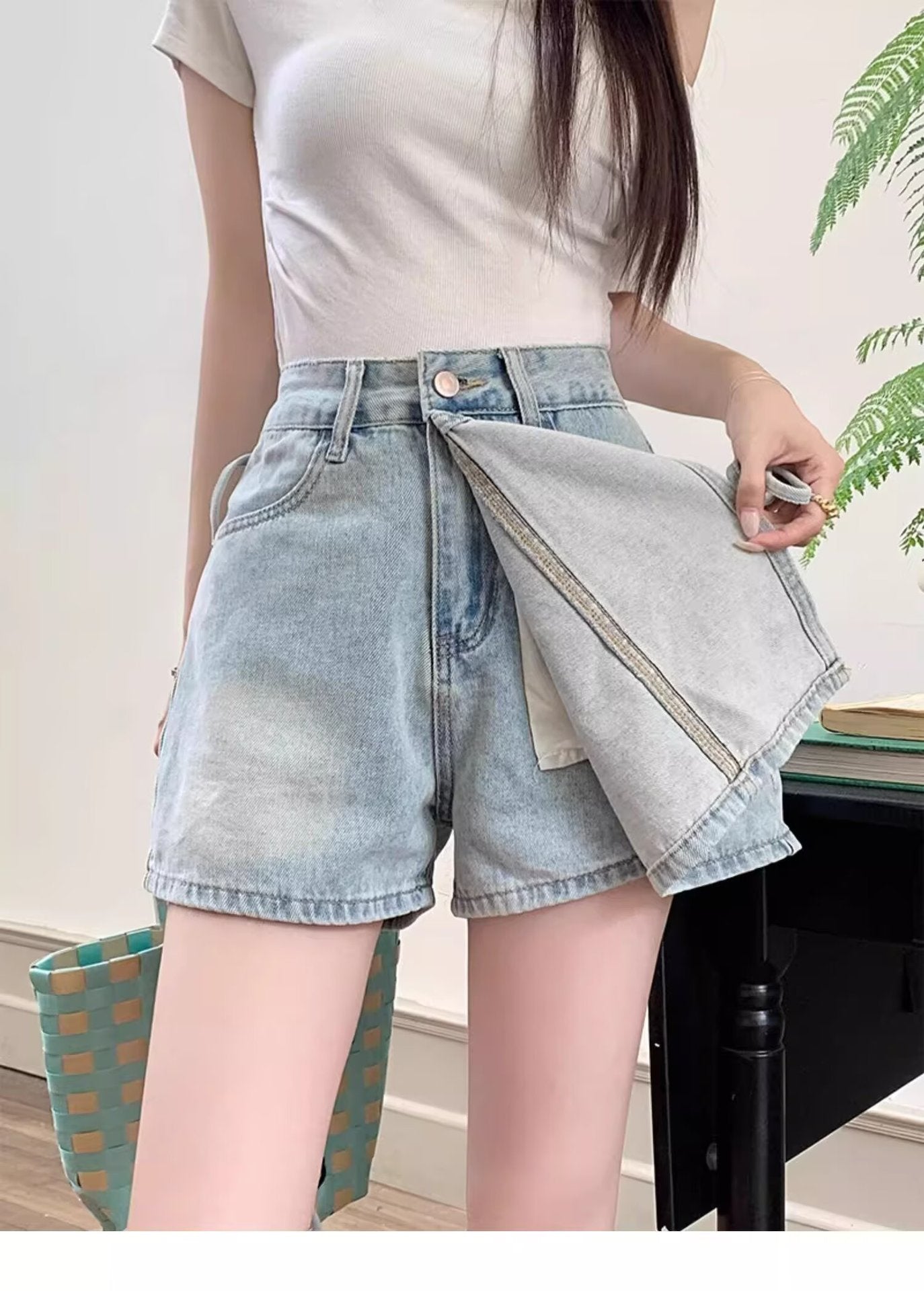 High Waist Denim Skirt Shorts For Playful Summer Outfits-Theone Apparel