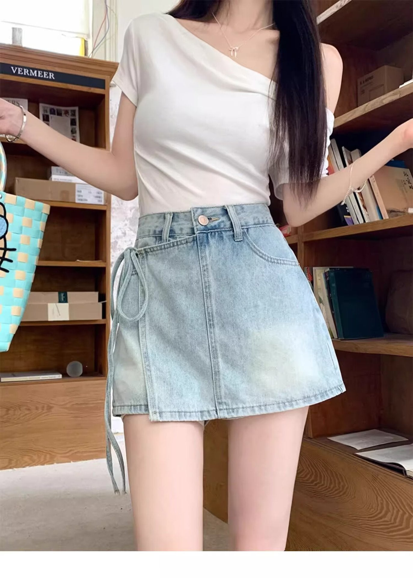 High Waist Denim Skirt Shorts For Playful Summer Outfits-Theone Apparel