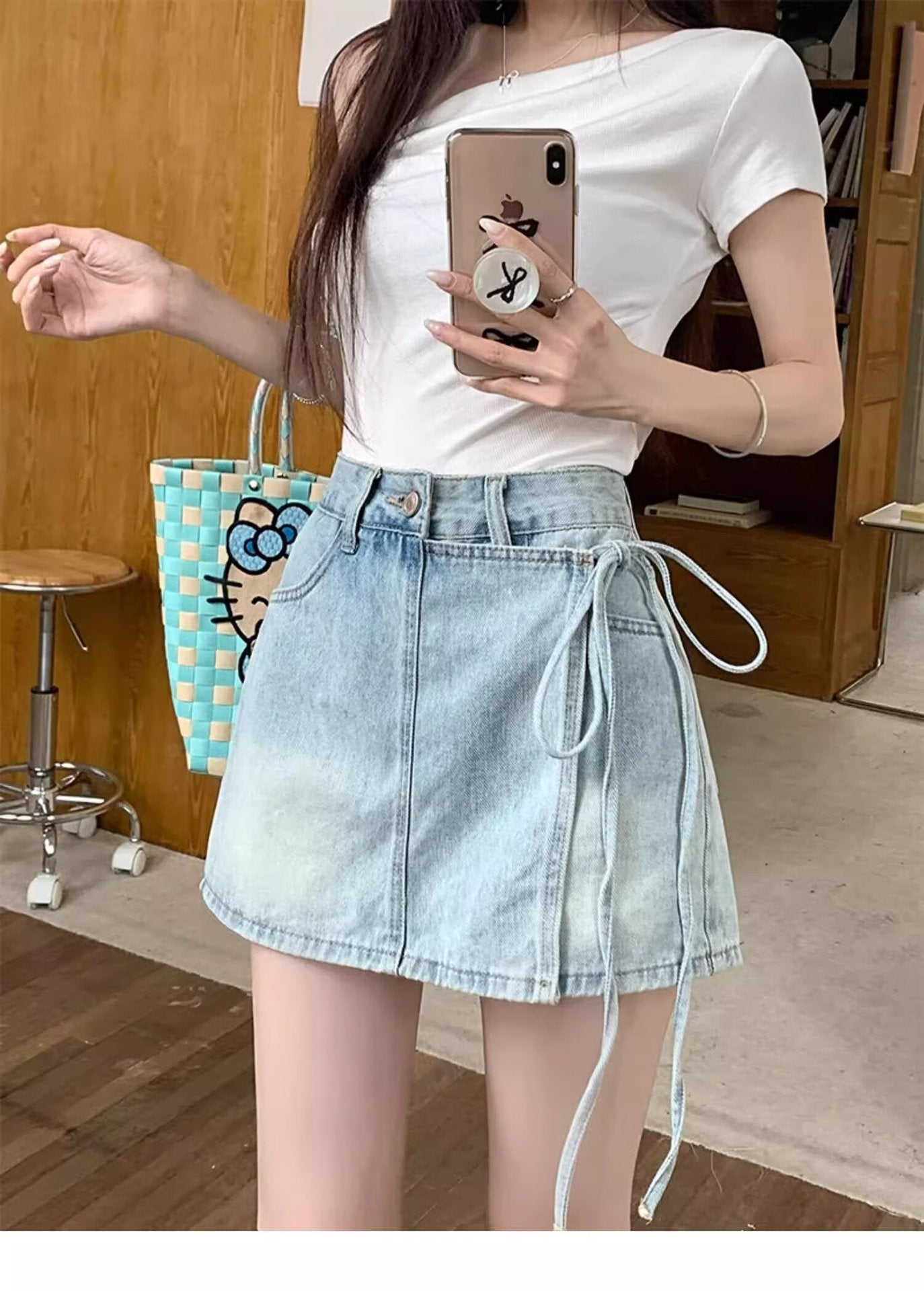 High Waist Denim Skirt Shorts For Playful Summer Outfits-Theone Apparel