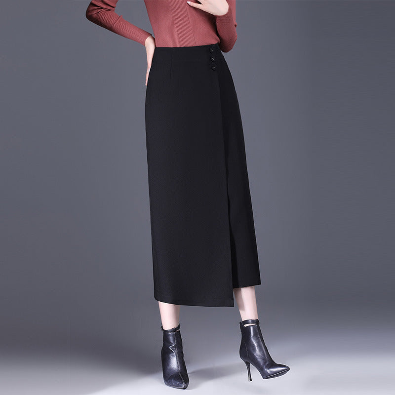 Irregular Straight Sheath Skirt With Draped Split Design-Theone Apparel