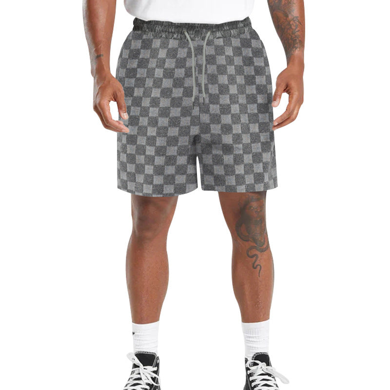 Loose-Fit Checkerboard Plaid Shorts for Casual Active Days-Gray-Theone Apparel