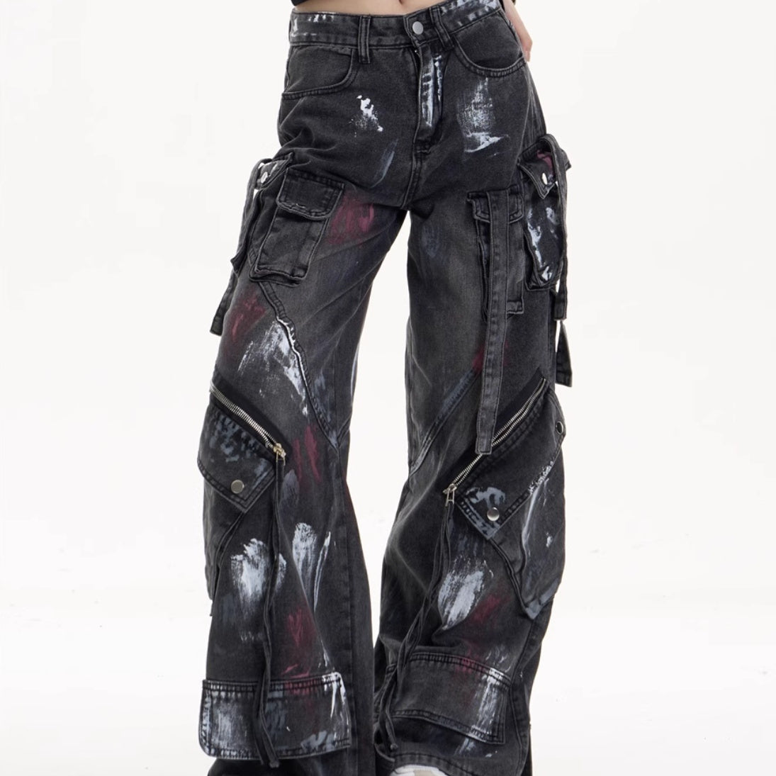 Loose Fit Workwear Jeans with Multi-Pocket Functional Design-Theone Apparel