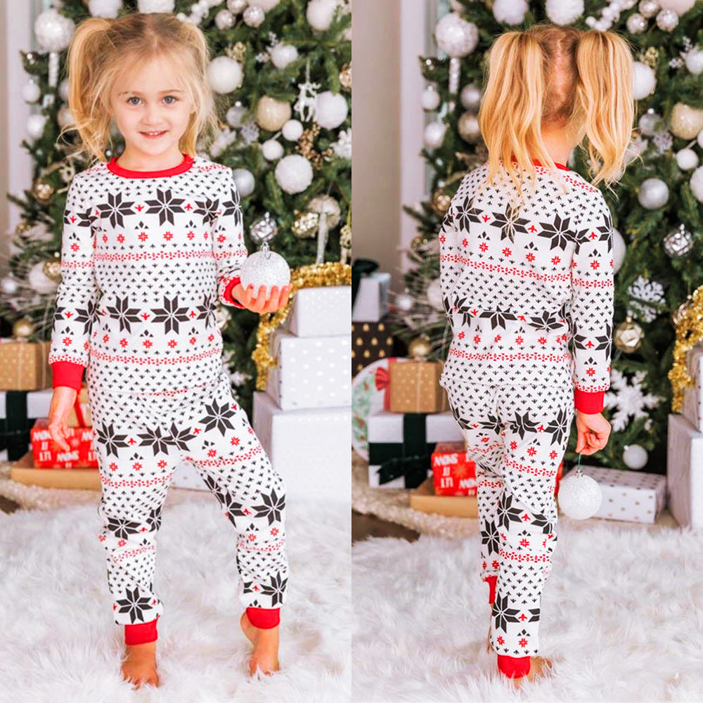 Men's Black White and Red Snowflake Pattern Two Piece Pajama Set-Theone Apparel
