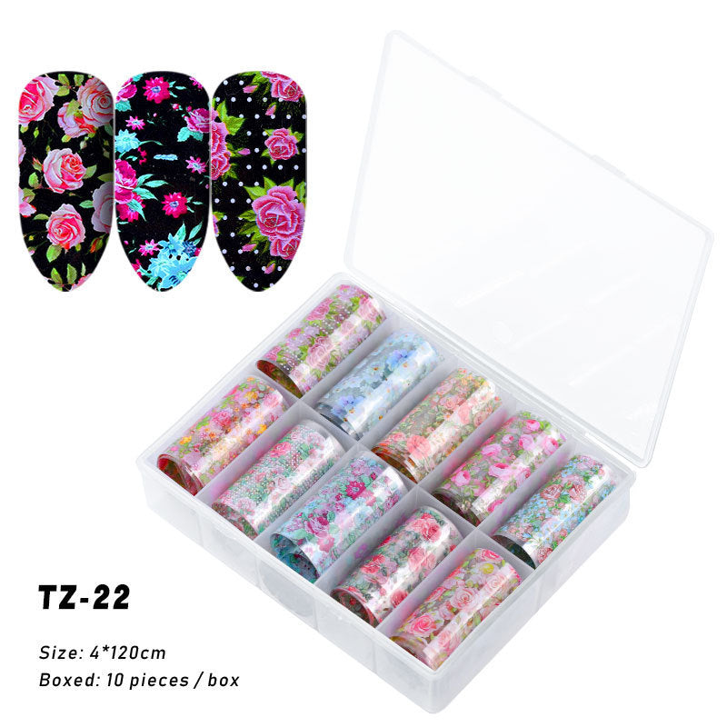 Multicolored and Multipatterned Nail Wraps 10 Piece Set-TZ22-Theone Apparel
