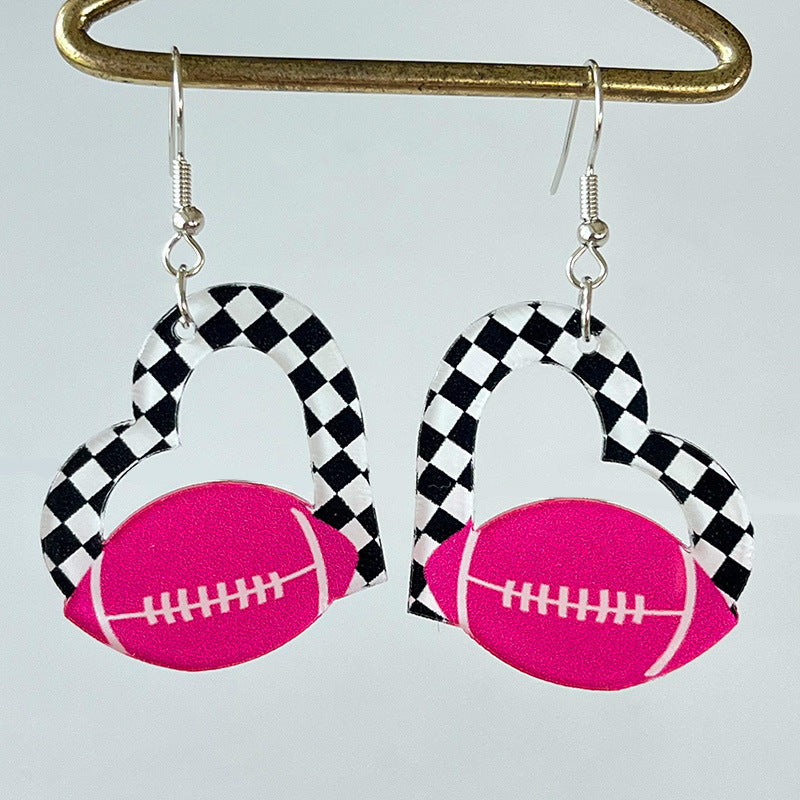 Pink & Checkerboard Retro 1980s-Style Christmas Acrylic Dangle Earrings in Assorted Styles-Style 2-Theone Apparel