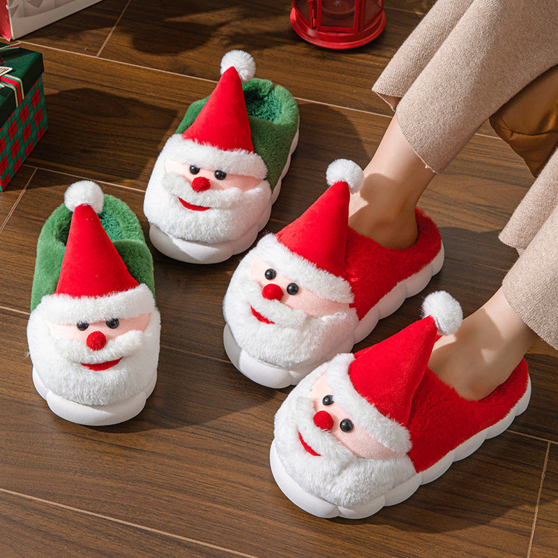 Puffy 3D Santa Claus Themed House Slippers in Green and Red-Theone Apparel
