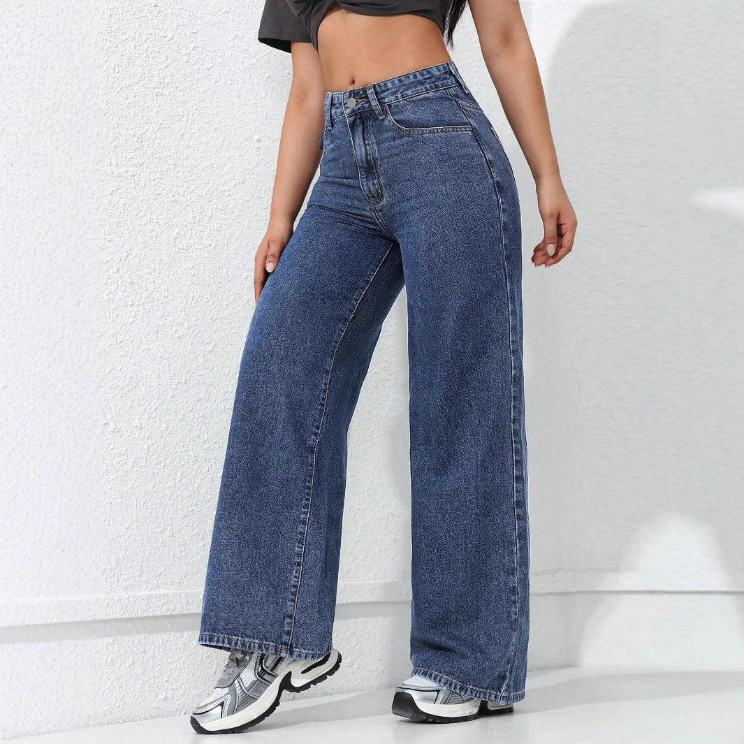 Relaxed Fit Loose Straight Wide-Leg Denim Pants for Comfort-Theone Apparel