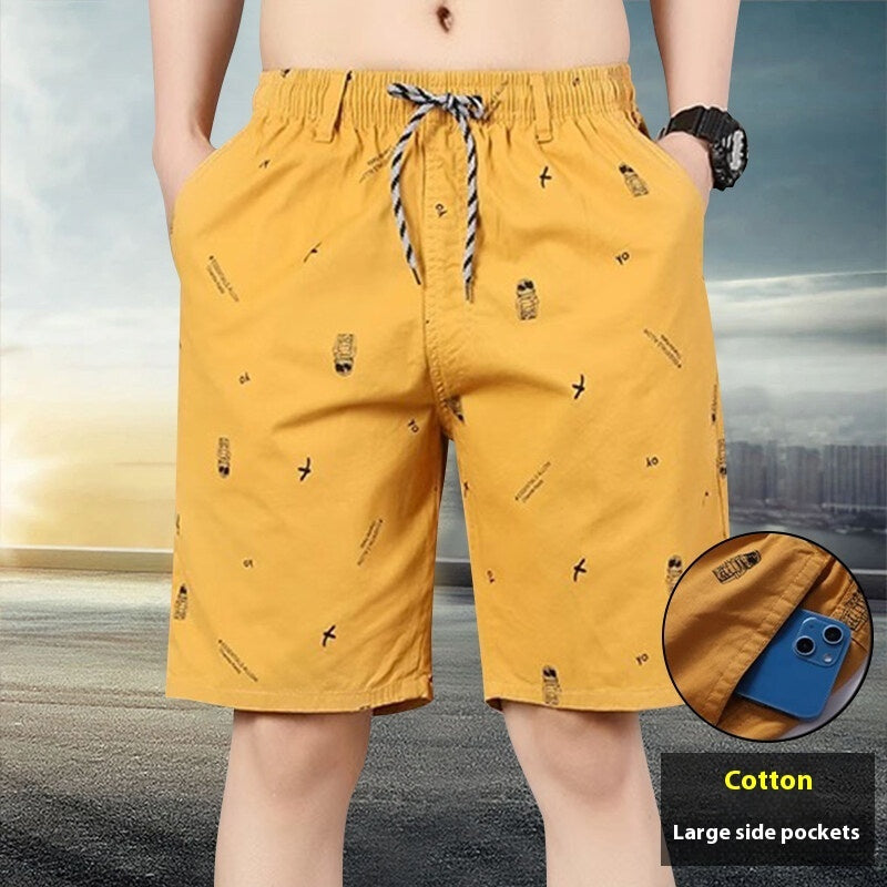 Relaxed Fit Mid-Length Trousers Delivering Laidback Everyday Comfort-Yellow-Theone Apparel