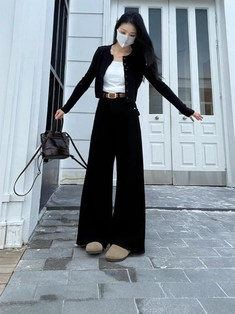 Retro High Waist Wide-Leg Jeans for Everyday Style-Theone Apparel