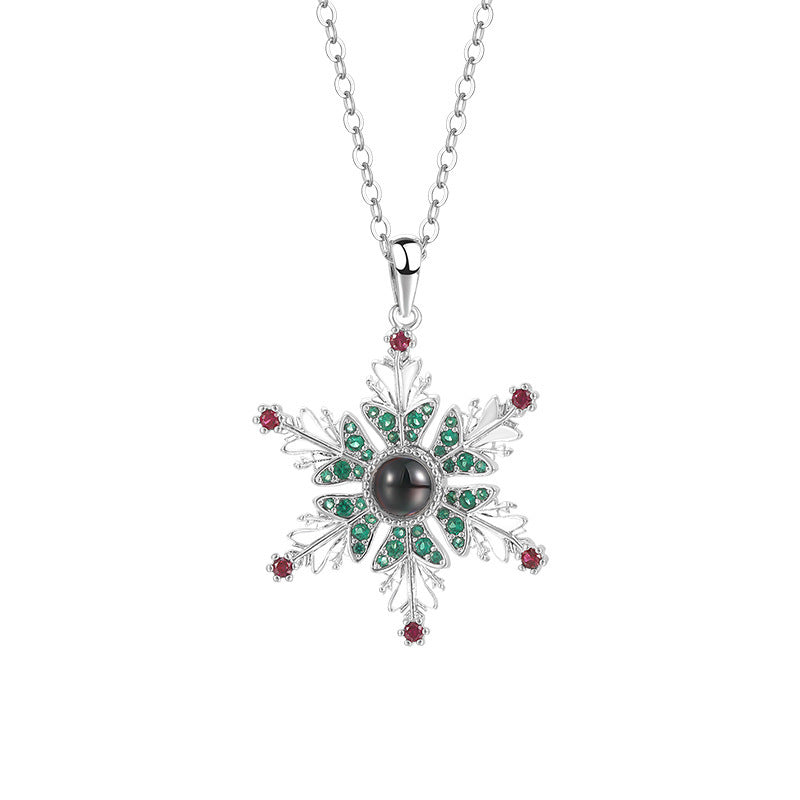Silver-Tone Rhinestone-Accent Snowflake Women's Chain Pendant Necklace in Assorted Styles-Theone Apparel