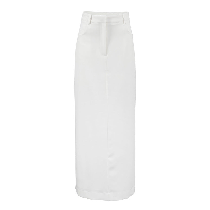 Simple White Straight Skirt For Effortless Everyday Charm-Theone Apparel