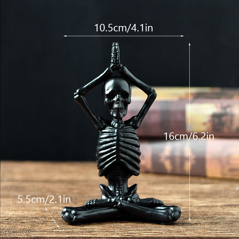 Skeleton in Yoga Poses Halloween Decorations with Non-Slip Base-Black A-Theone Apparel