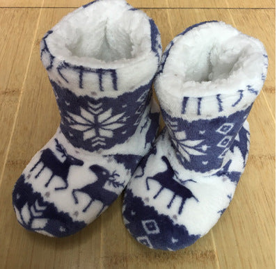 Soft Ankle Height House Slipper Booties in Various Patterns and Colors-Blue-Theone Apparel