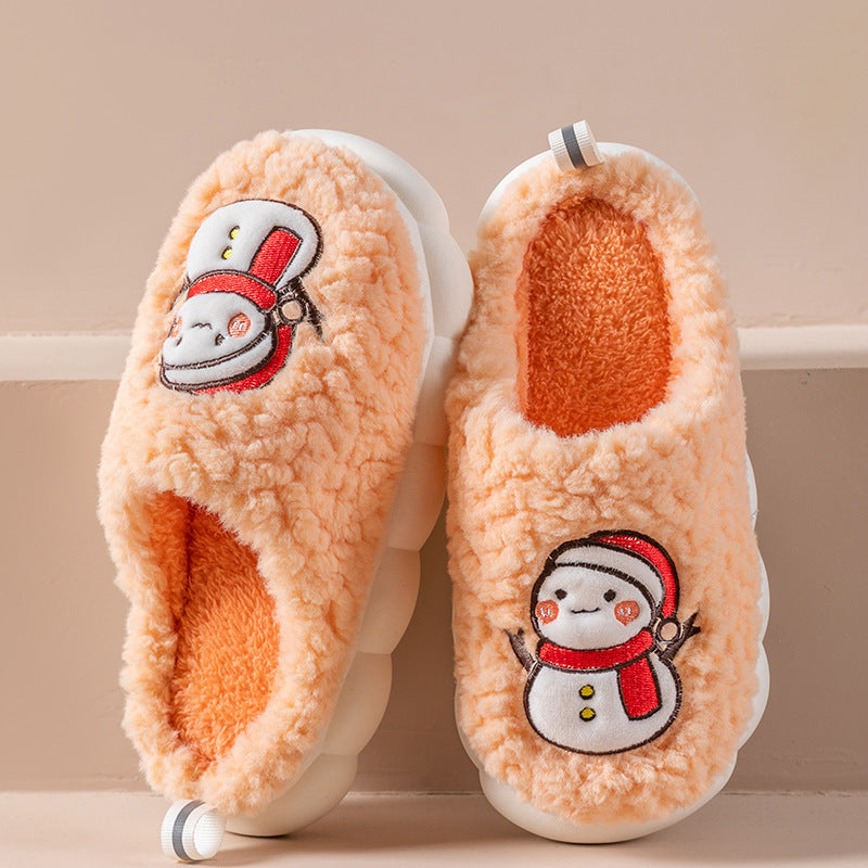Soft and Fluffy Close Toed House Slippers with Traction Soles-Orange-Theone Apparel