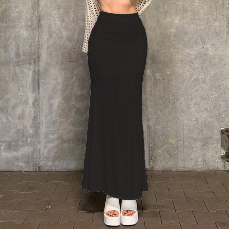 Solid Color Fishtail Skirt For Elegant Hourglass Shape-Theone Apparel