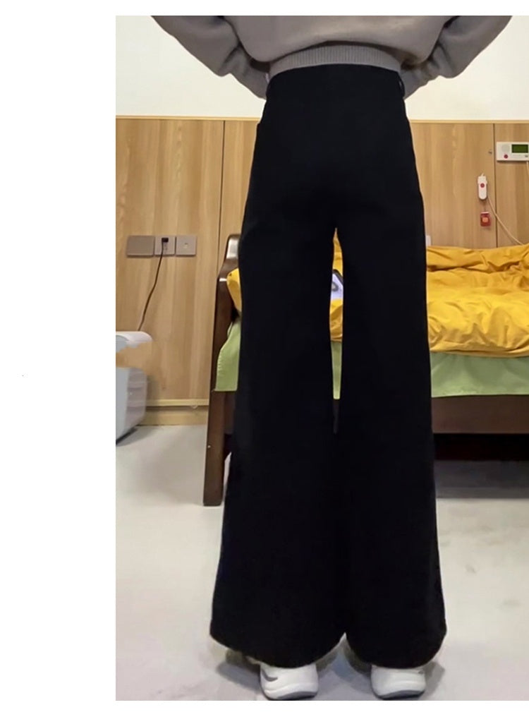 Solid Color Loose Wide-Leg Jeans with Minimalist Style-Theone Apparel