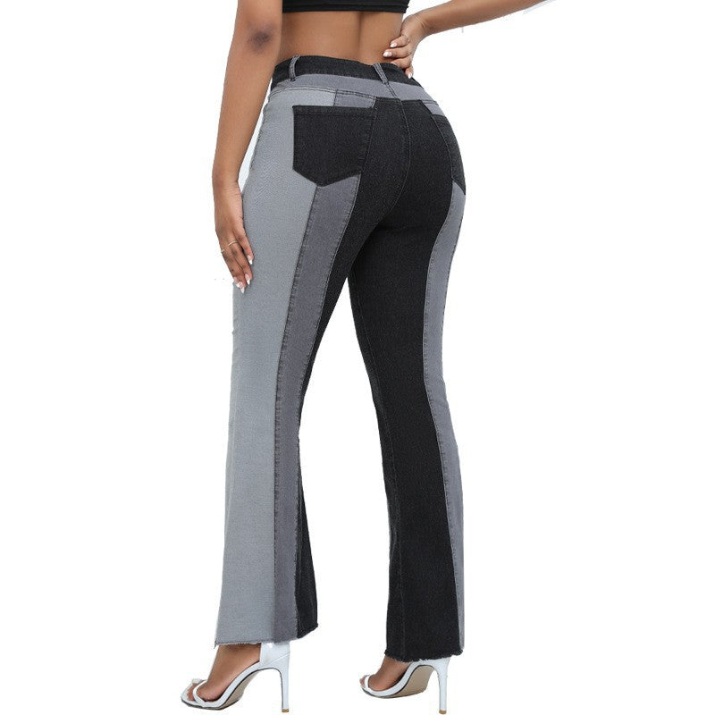 Stretch Bell-Bottom Jeans with Retro Wide-Leg Swing-Theone Apparel