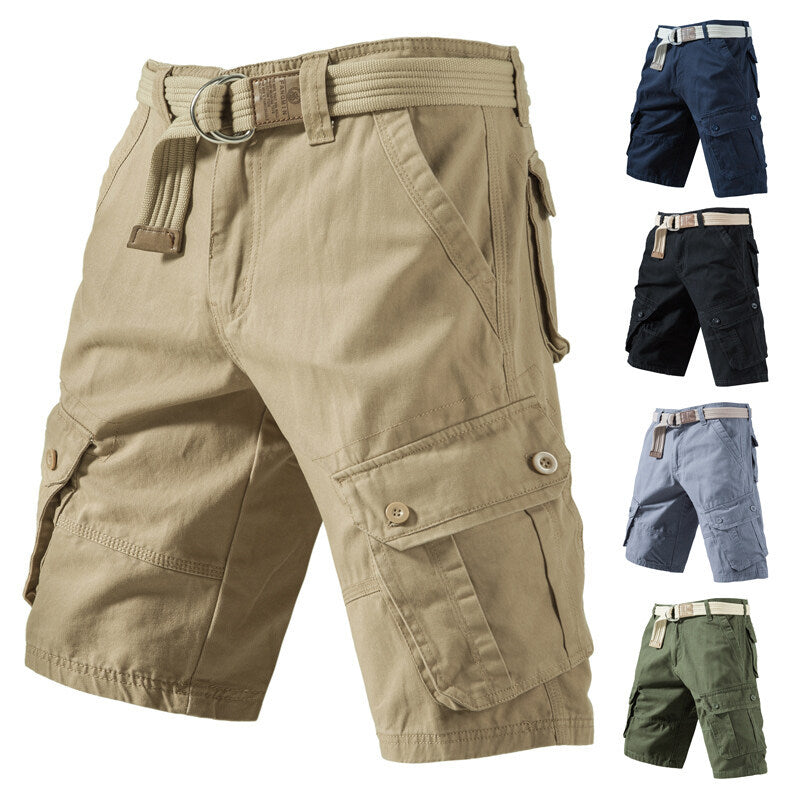Versatile Multi-Pocket Utility Bottoms Ideal for Everyday Wear-Khaki-Theone Apparel