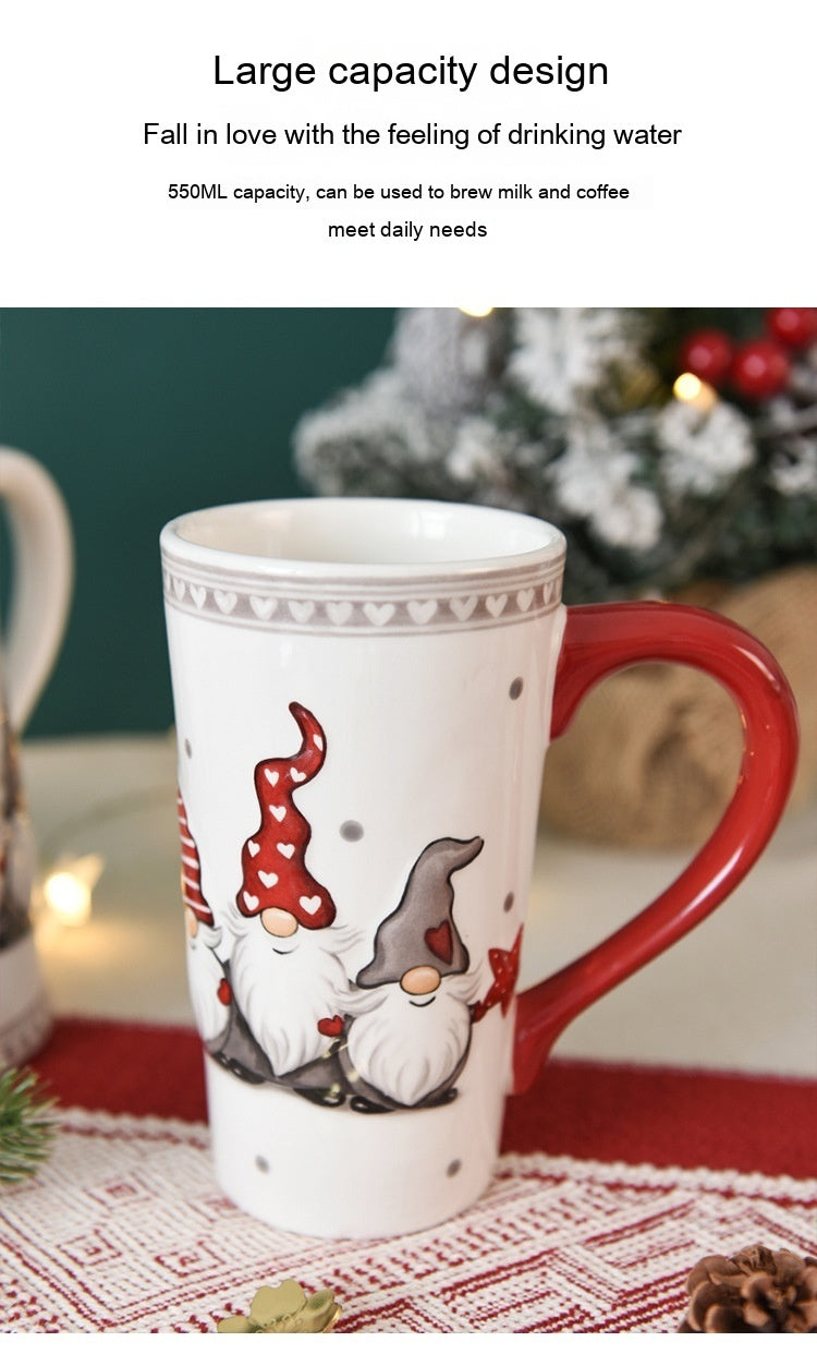 White, Gray & Red Gnome Trio Tall Ceramic Coffee Mug-Theone Apparel