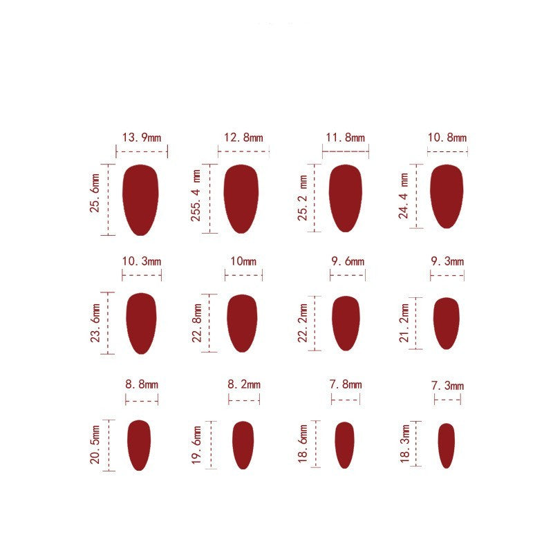 Women's Deep Red Valentine's Day Ballet Nail Set with Glue-Theone Apparel
