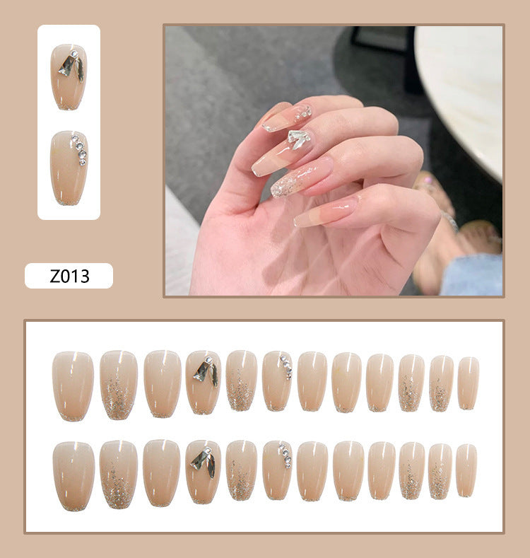 Women's Earth Tone Stone Adornment Nail Set in Nude-Z013-Theone Apparel