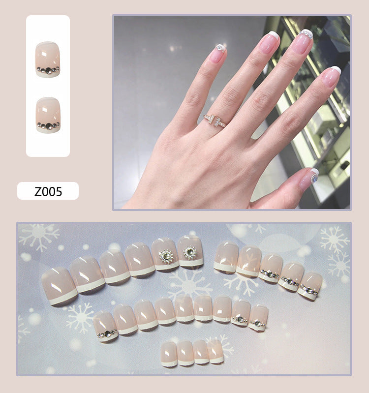 Women's Earth Tone Stone Adornment Nail Set in Nude-Z005-Theone Apparel