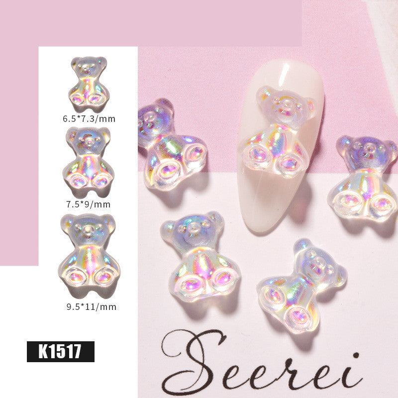 Women's Gummy Bear Glitter Nail Adornments for DIY Nails-White-Theone Apparel