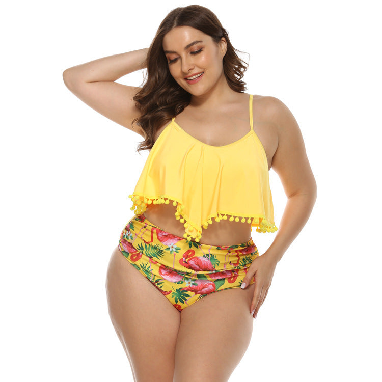 Women's Two Piece Tassel Crop Top Plus Size Bikini-Theone Apparel