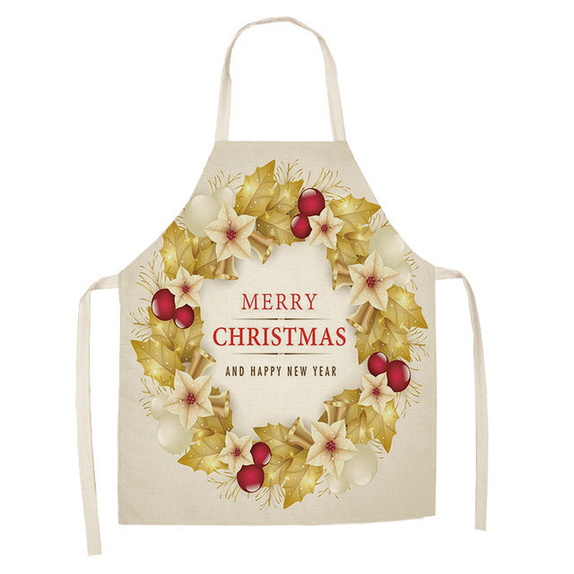 Merry Christmas Cotton-Linen Blend Self-Tie Adjustable Apron in Assorted Styles