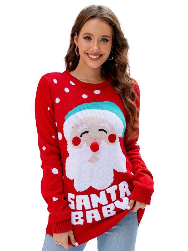 Schattige kerstochtend Santa Baby Polka Dot Sweater