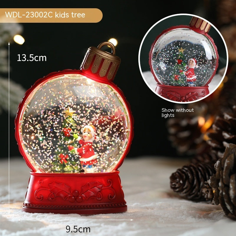 Festive Ornament-Shaped Light-Up Battery-Operated Plastic Snow Globe Christmas Decoration in Assorted Styles