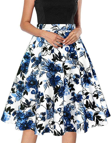Falda floral de acuarela de cintura alta