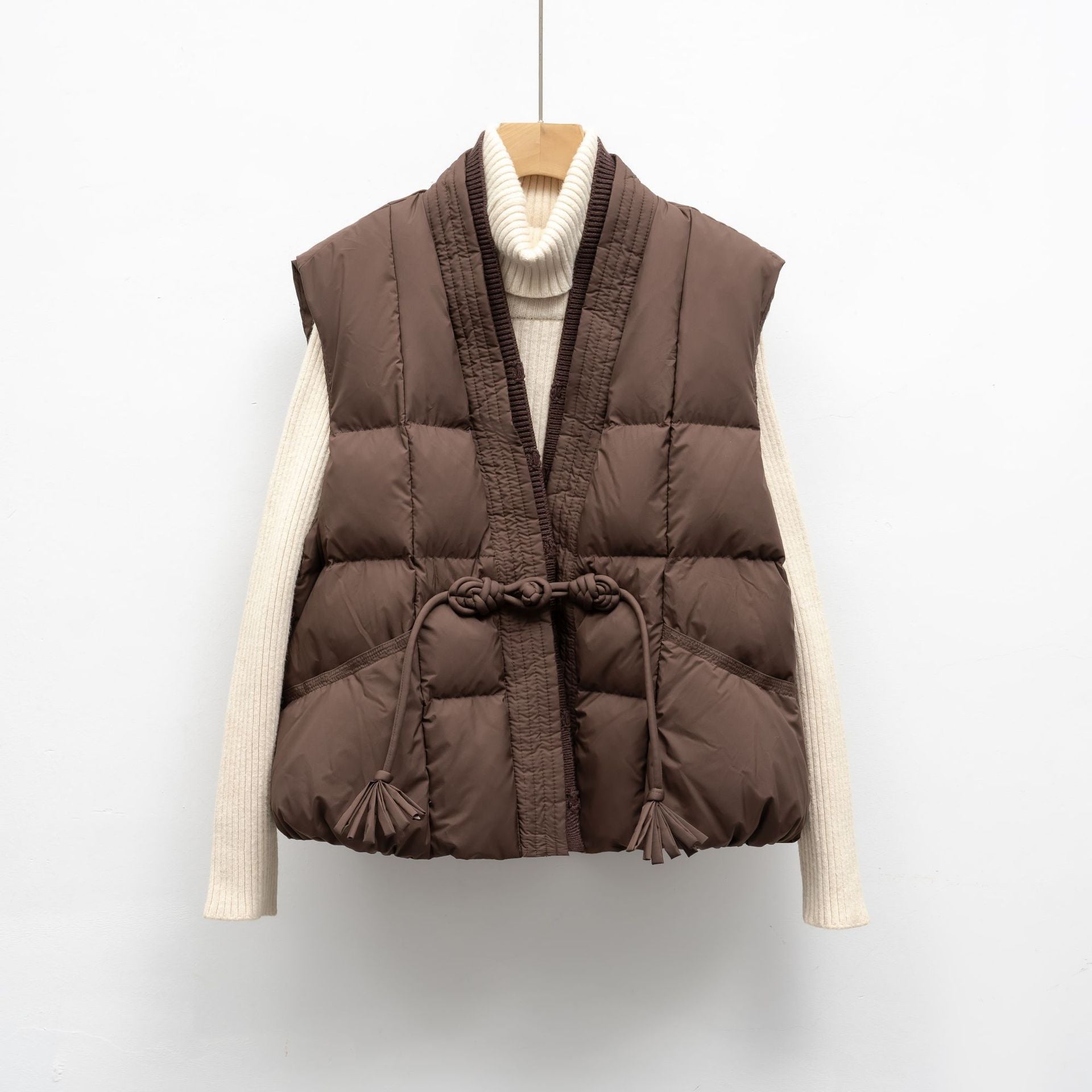 New National Standard Autumn And Winter Plain Color V-neck Loose Vest