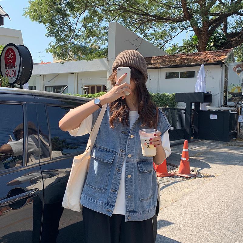 Women's Spring Korean Loose Denim Sleeveless Casual Vest Trend