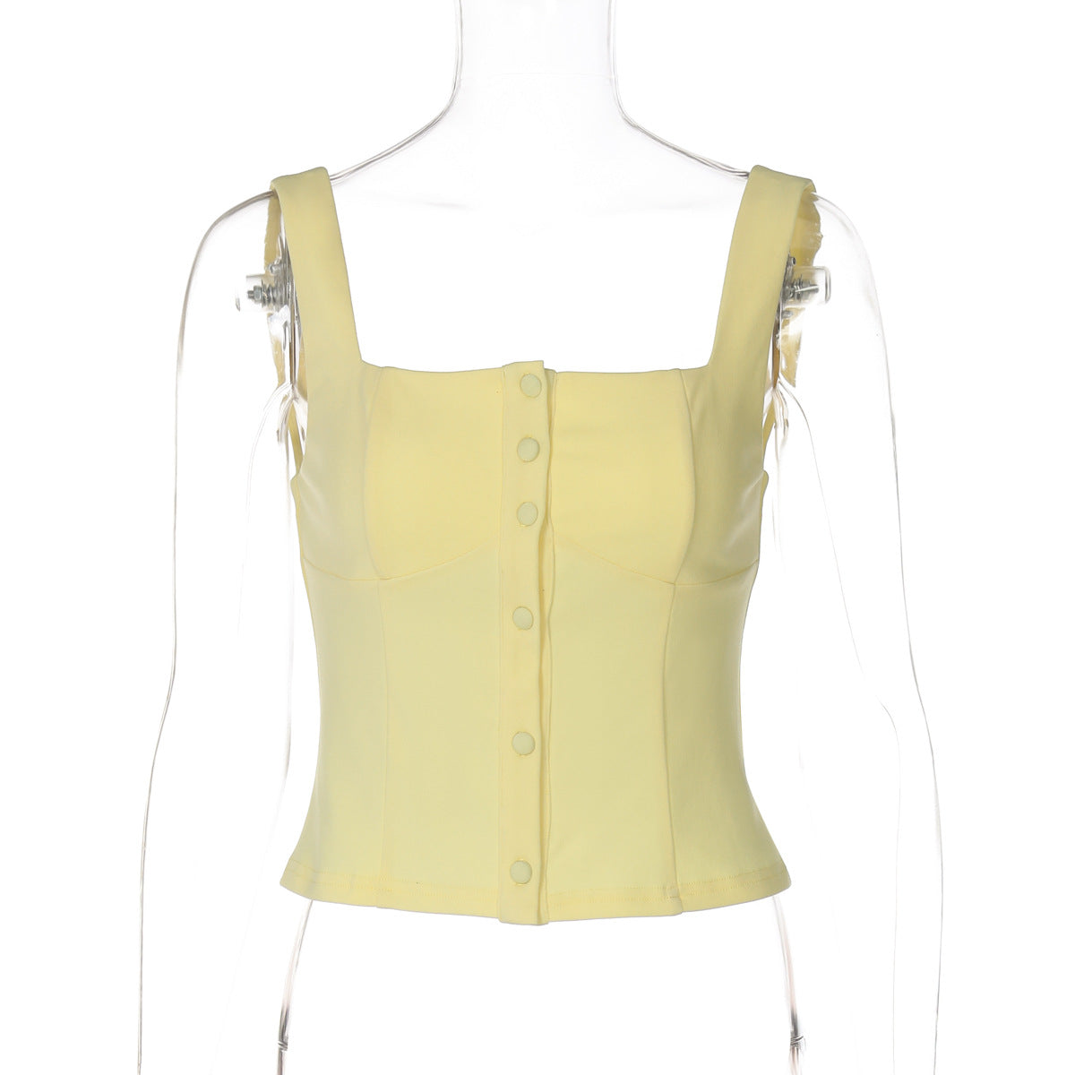 Women's Fashion Breasted Cinched Waist Slim-fit Shoulder Strap Vest