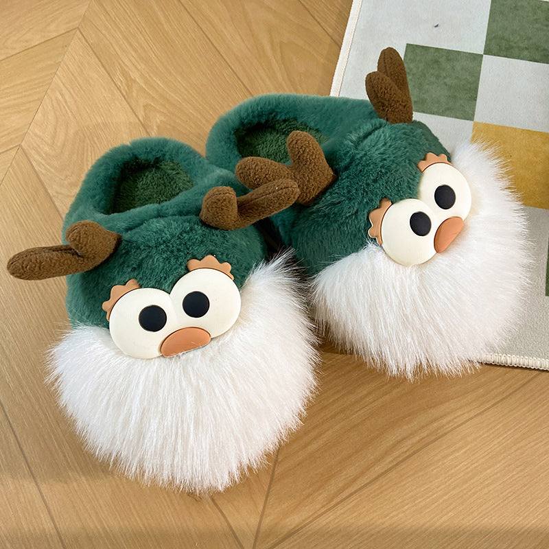 Grillige rendier Santa Claus -thema Groene en witte slippers