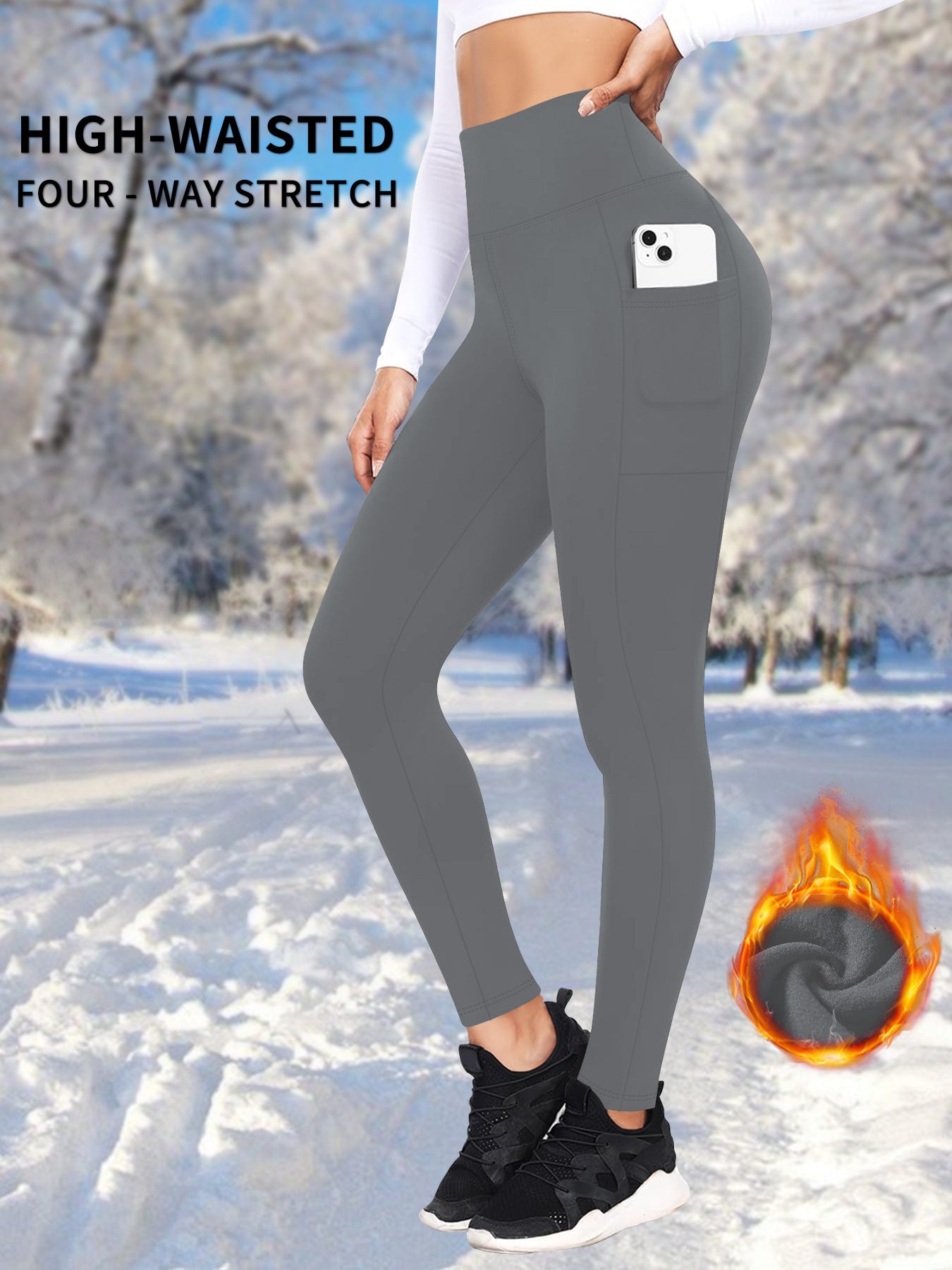 Autumn And Winter Warm Pocket Plus Velvet Yoga Pants