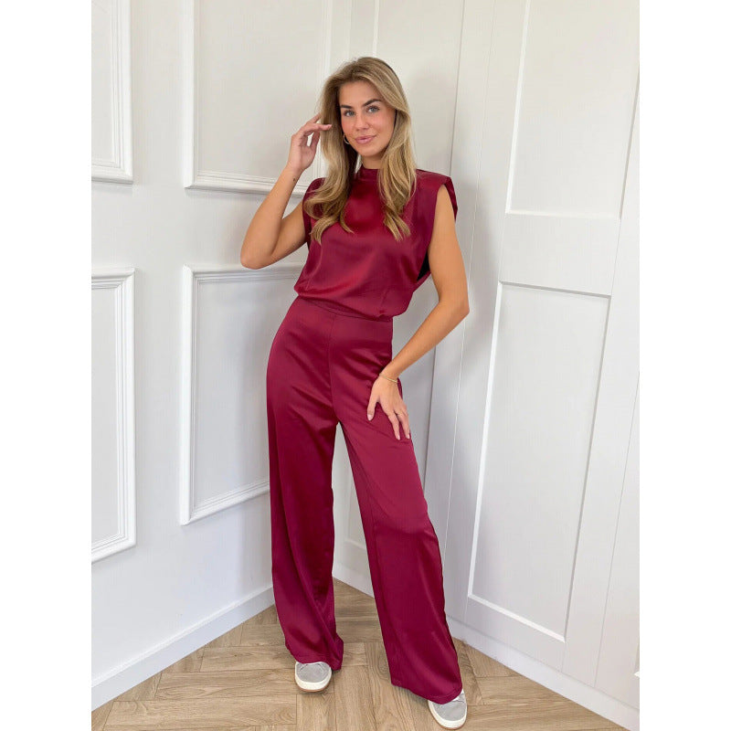 Backless Evening Dress Jumpsuit Solid Color Casual Straight Pants