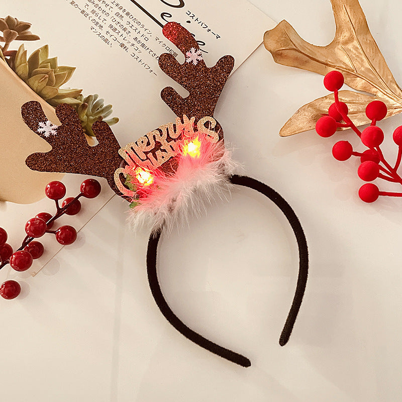 Christmas Tree Headband Hat with LED String Lights