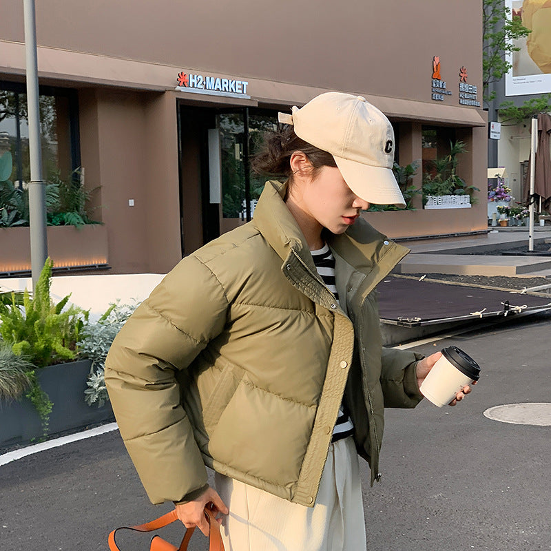 Petite Short Stand Collar Thick Polyester Jacket For Women Casual