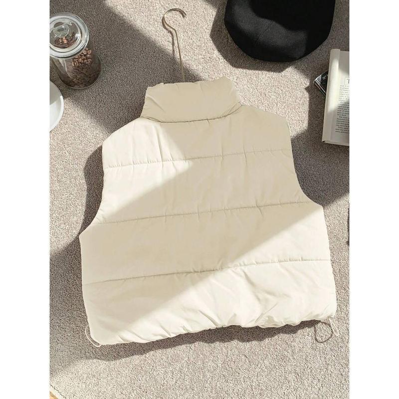 Double-Sided Corduroy Drawstring Jacket With Zipper And Buttons