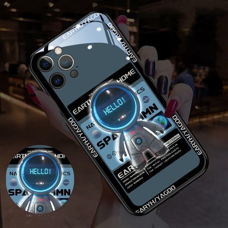 Astronaut Glow Tempered Glass Protective Case For Multiple Models
