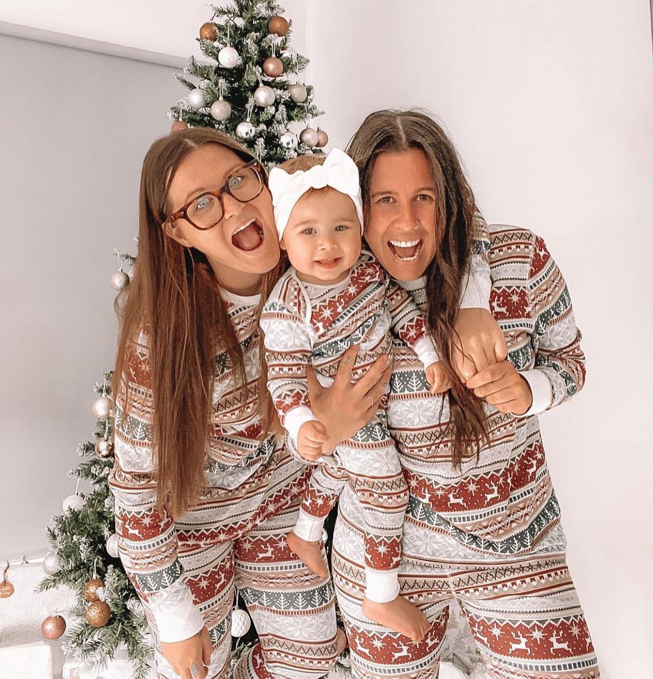 Bijpassende familie kerstthema lange mouw en broek pyjama set