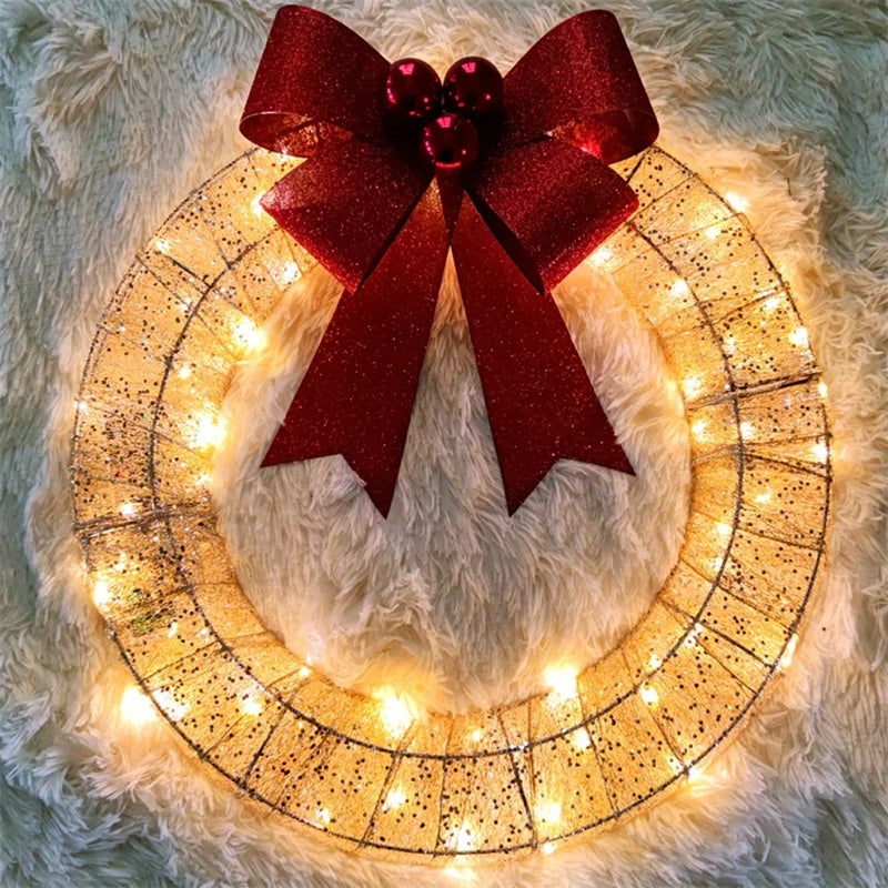 50 centimeter kerstslinger met LED -verlichting en oversized boog