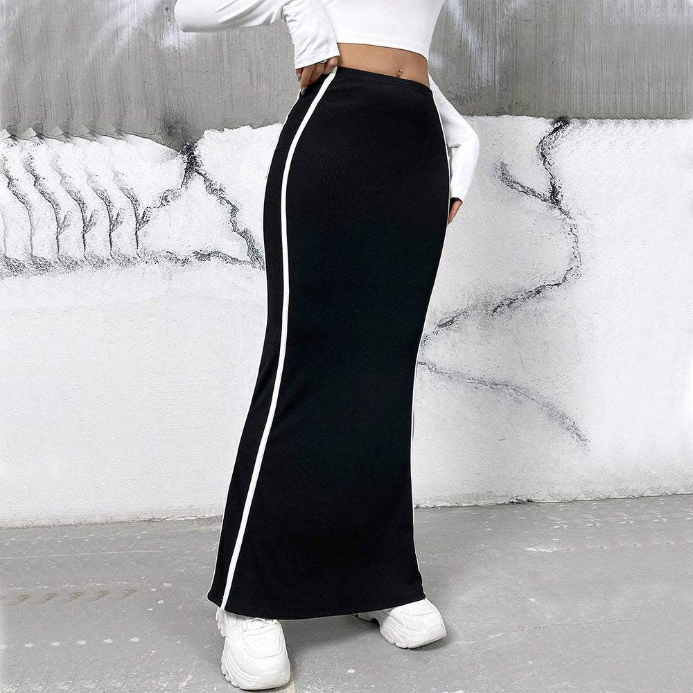 Female Elegant Contrasting Color Design Half Skirt