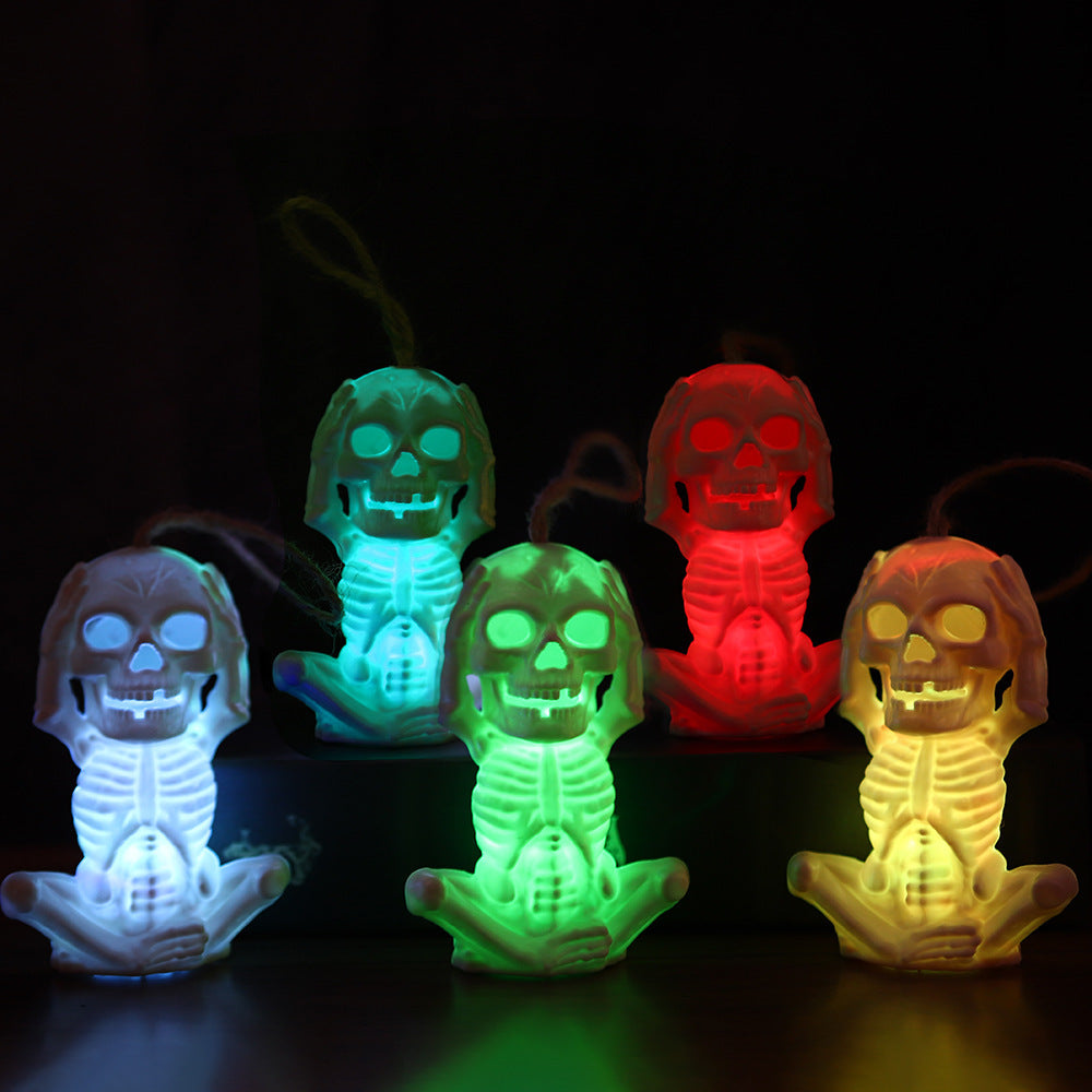 Licht schedel in yoga poseren Halloween -decoratie in meerdere kleuren